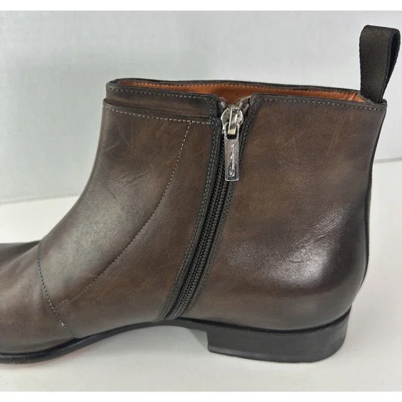 Santoni Monk Strap Boots Brown Leather Designer Dress Loafers Men's Size D 12 - Picture 8 of 16